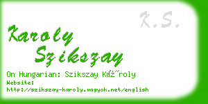 karoly szikszay business card